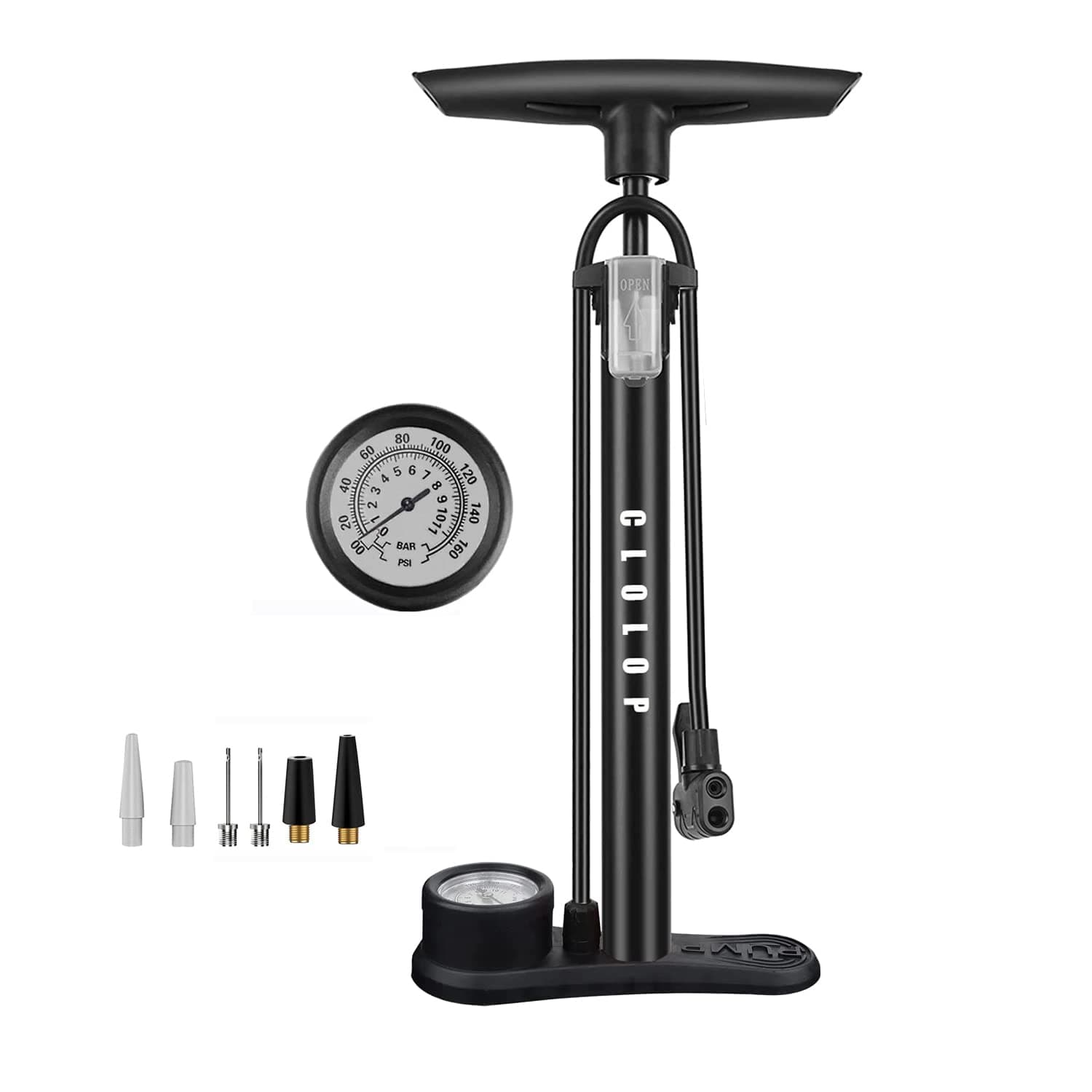 CLOLOP Bike Floor Pump with Gauge,Bike Air Pump Tire Pump Inflator, for Presta and Schrader Valve, Bicycle Pump, Ball Pump for All Bikes and Sports Balls