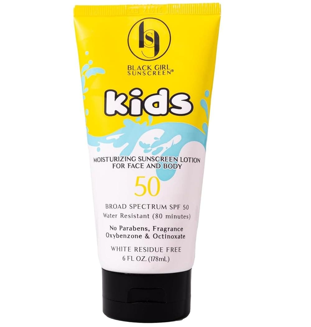 Kids SPF 50 Lotion for Face & Body- Sun Protection for Skin, Kids Sunscreen, Water Resistant for 80 Minutes, Ideal for Beach & Travel, No White Cast for Melanin Rich Skin- 6 fl oz