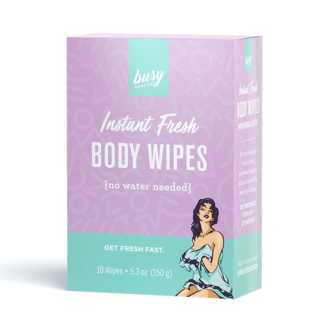 Busy Co | Body Wipes | Showerless Cleaning | Plant-Based, Aluminum-Free, Natural | All Skin Types | Vegan | Cruelty-Free | Paraben-Free (Lavender, 10 Pack)