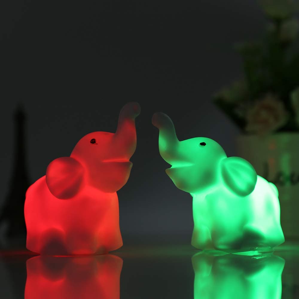 2Pcs/Pack Elephant Shape Color Changing LED Night Light Lamp Venue Party Decor