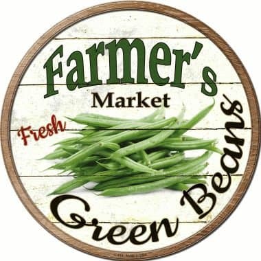 SMART BLONDE Farmers Market Green Beans Novelty Metal Circular Sign C-618