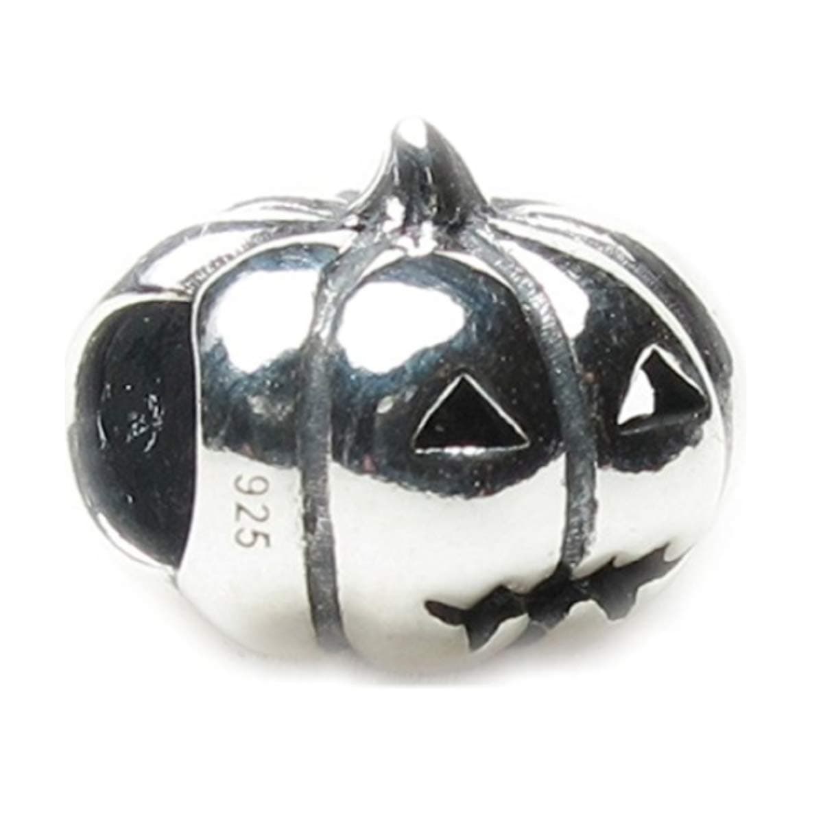 Halloween Jack-o-Lantern Pumpkin .925 Sterling Silver Bead Charm