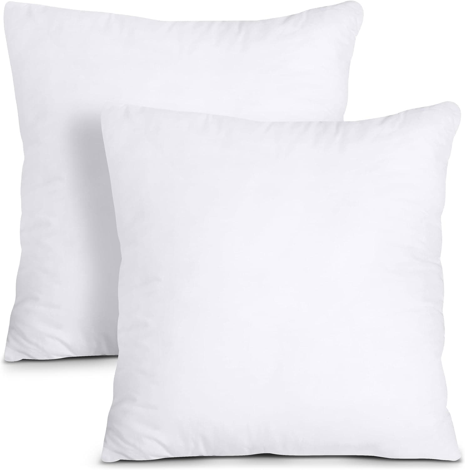 DEEP SLEEP EVERY NIGHT Luxury Cushion Filler, Decorative Pillow Inserts (Pack of 2, White) - Square Indoor Bed and Couch Pillows - Hollowfibre Cushion Fillers (Pack of 2, 45 x 45 cm)