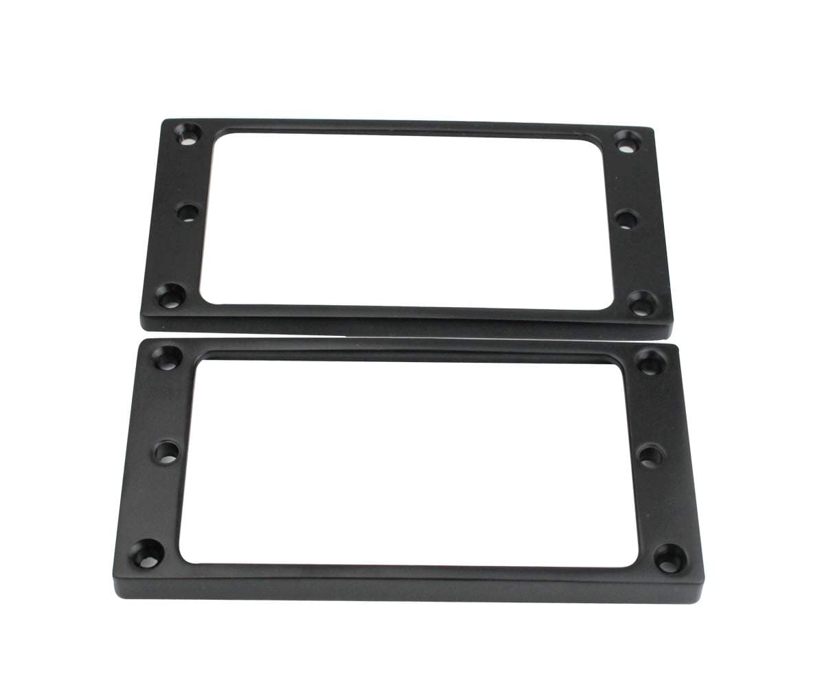 Guyker Flat Metal Humbucker Pickup Mounting Ring Set - Bridge Neck Pickups Cover Frame Replacement Part for Electric Guitar or Precision Bass(2PCS, Black)