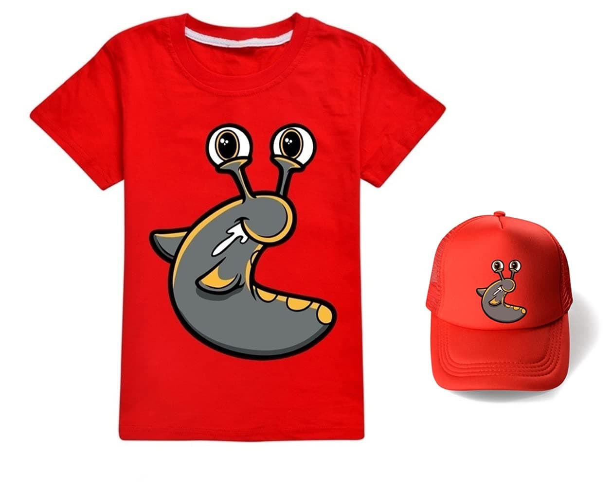 YouTube Slogoman Merch Kids T Shirt Baseball Cap Sets,Cotton Tee Short Sleeve Top Hat Shirts Boys Girls Unisex,Suitable for Outdoor Sports Travel(110-170cm)