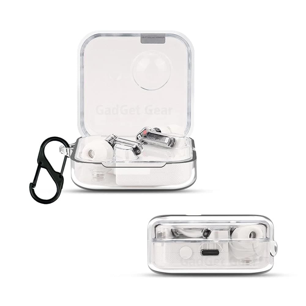 GadgetGear Silicone Case, Compactible For Nothing Ear 1 with 8 Style Clip (Transparent)