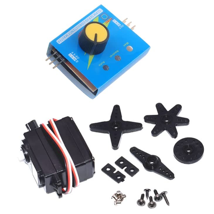 DS04-NFC 360 Degree Continuous Rotation Micro Servo Motor+3CH Digital Multi Servo Tester ECS RC Consistency CCMP Master Speed Controller for Helicopter Car Boat Servo
