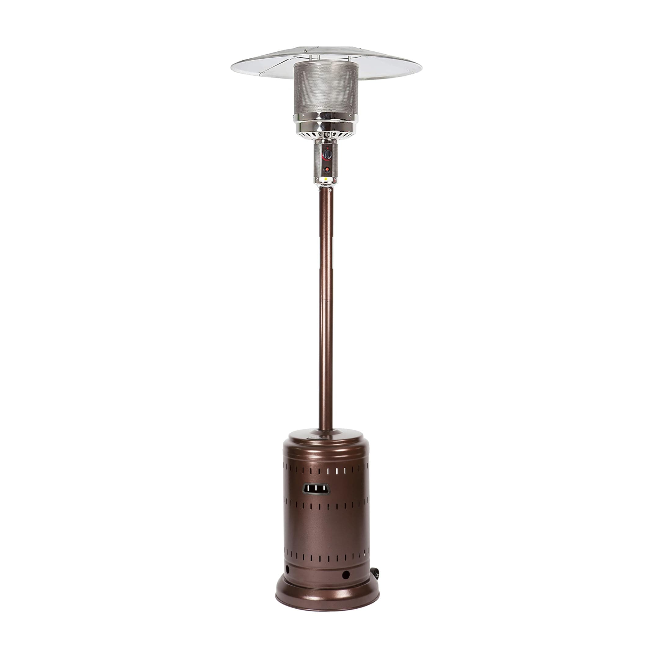 Fire Sense 60485 All Seasons Patio Heater With Wheels 46,000 BTU Output Electronic Ignition System Portable Outdoor Propane Heater Patio Heater – Hammered Bronze