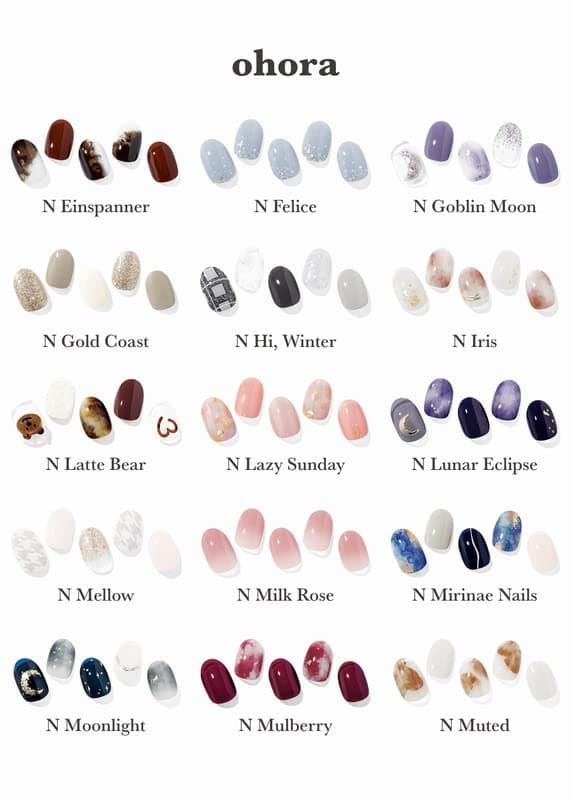 ohora Semi Cured Gel Nail Strips (N Moonlight) - Works with Any UV Nail Lamps, Salon-Quality, Long Lasting, Easy to Apply & Remove - Includes 2 Prep Pads, Nail File & Wooden Stick