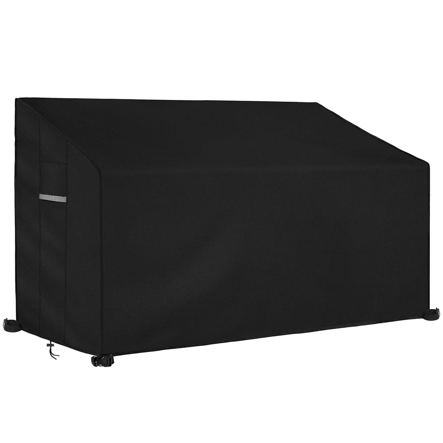 Dokon 3 Seat Garden Bench Covers Waterproof Heavy Duty Oxford Fabric Outdoor Bench Seat Cover with Air Vents Windproof Anti-UV Patio Garden Seat Covers (163x66x63/89cm) - Black