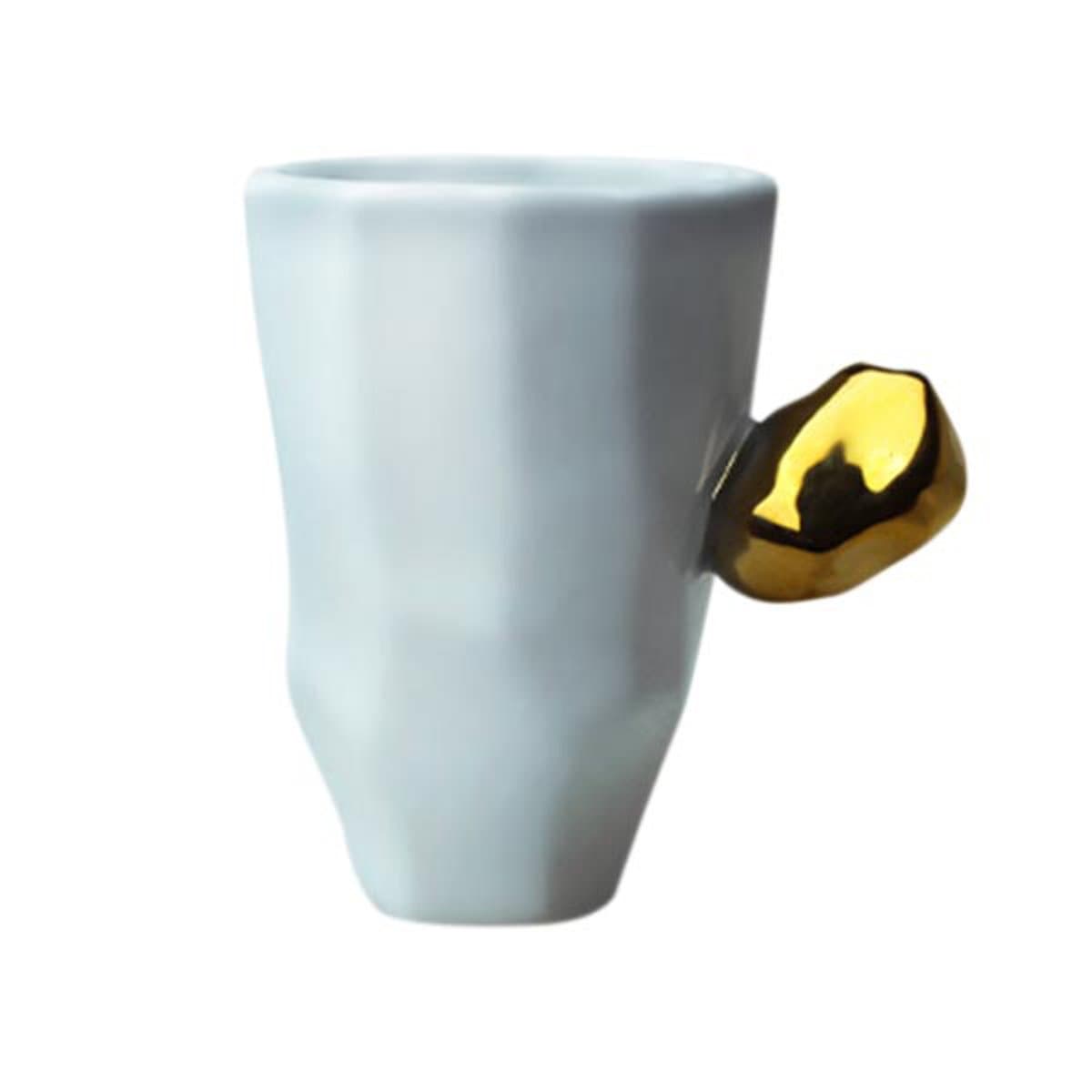 CYXStar Ceramic Coffee Mug Couple Porcelain Milk Mug Ceramic Travel Coffee Cup For Women and Girls (Faceted Mug - White)