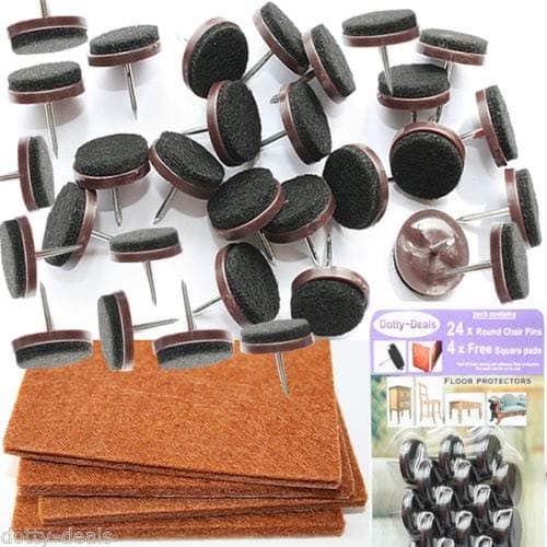 24 Nail In Protective Felt Pads Wood Floor Protector FREE 4 Square Stick On Pads