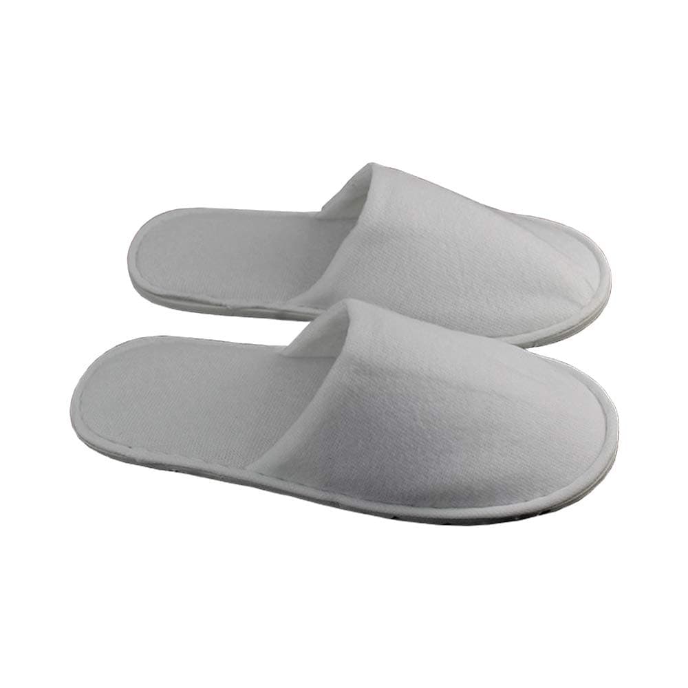 Musbury Fabrics10 Pairs Hotel/Spa White Terry Towelling Closed Toe Disposable Slippers