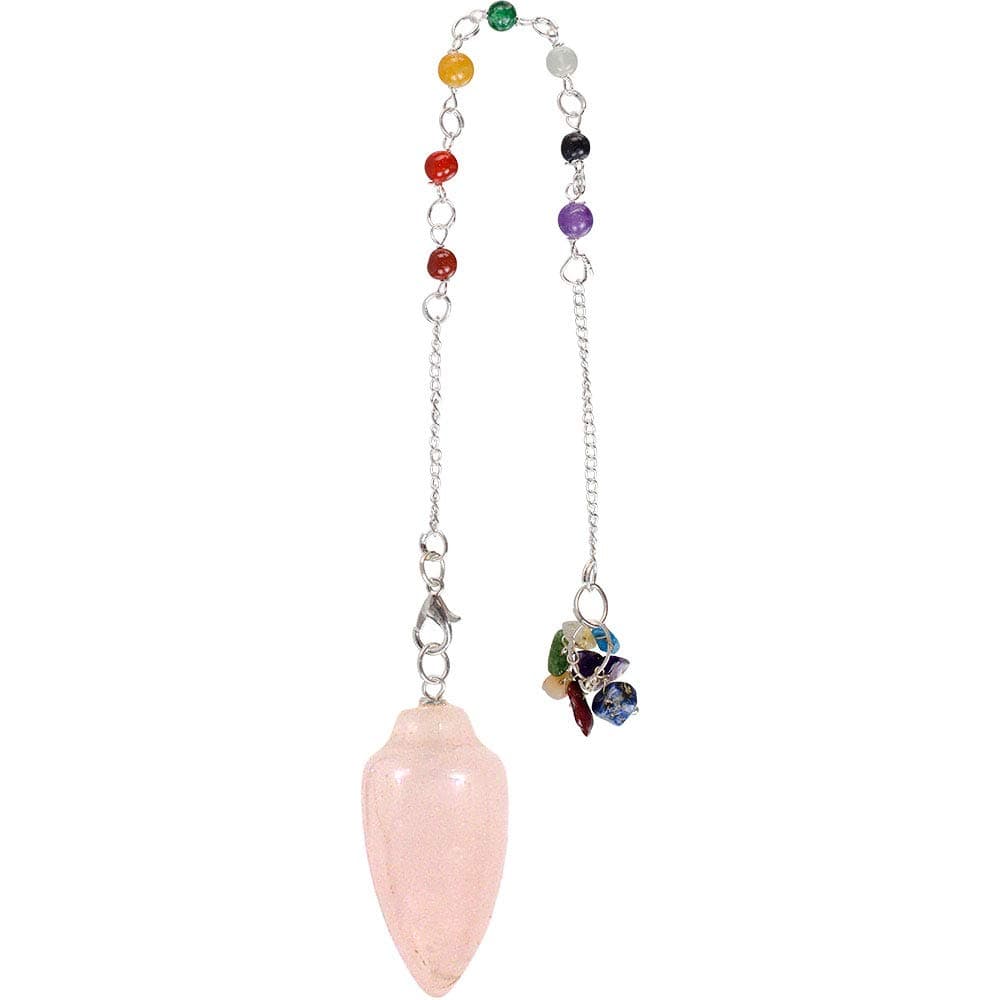 Metaphysical Dowsing Tool Rose Quartz 7 Chakra Pendulum