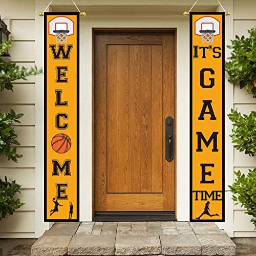 Basketball Party Supplies Hanging Porch Sign - Sport/Basketball Birthday Party Decorations Favors Indoor Outdoor Welcome Banner Door Signs