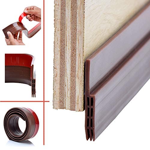 Strongman Tools | Door Draft Stopper Sweep for Exterior/Interior Doors, Weatherproofing Seal Strip Under Door Draft Blocker, Soundproofing Bottom Weather Stripping, Large, Brown | 1 Meter 2" Thickness