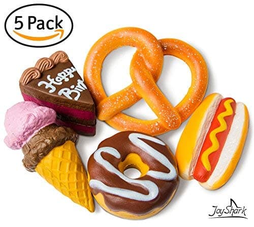 Jumbo Squishies Slow Rising [5-Pack] | Ice Cream, Donut, Cake, Pretzel & Hot Dog Squeeze Stress Relief Toy for Kids & Adults by JoyShark