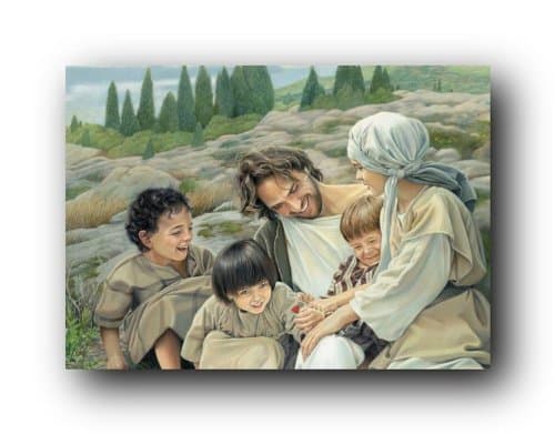 LDS Let The Children Come 5x7 Print - Giclée on Paper - Liz Lemon Swindle - Jesus Christ Art