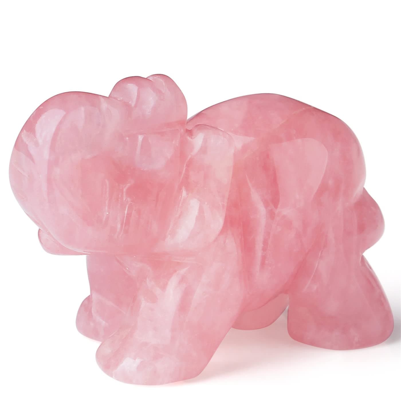 5cm Rose Quartz Elephant Decor Healing Crystal Cute Polished Natural Stone Hand Carved Large Pink Sculpture Statue Figurines Gemstone Energy Hippie Home Room Office Desk Decoration