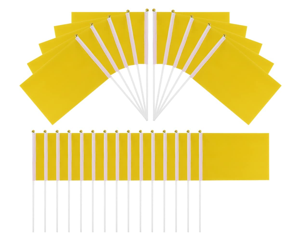 SCSpecial Small Flags 25 Pieces Mini Handheld Flags on Stick 8.2 Inch x 5.5 Inch Outdoor Flags for Parades and Decoration - Yellow