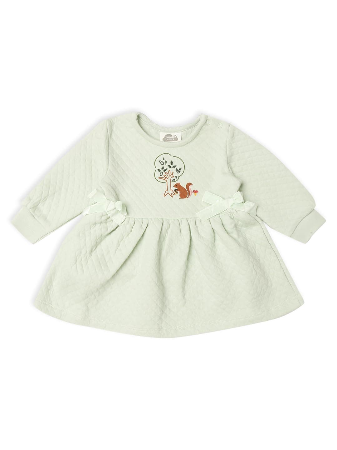 Mi Arcus Cotton All Over Cherry Printed Dress/Midi for Baby Girl Round Neck with Short Frill Sleeve Casual Comfortable Frock