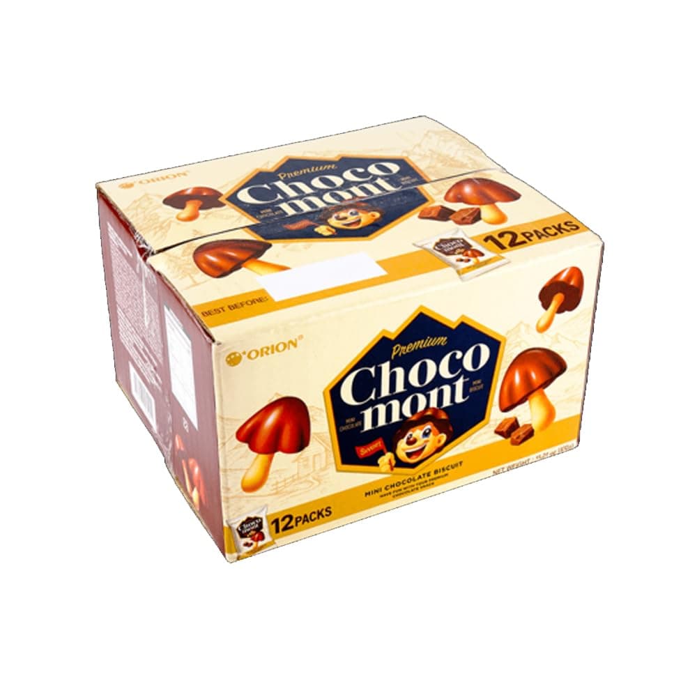 Generic Orion Choco mont (Mushroom Shaped Mini Chocolate Biscuits) 12 Pack In Box