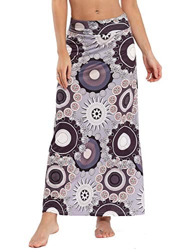 Yinggeli Women's Bohemian Print Long Maxi Skirt (Small, D-Flower)