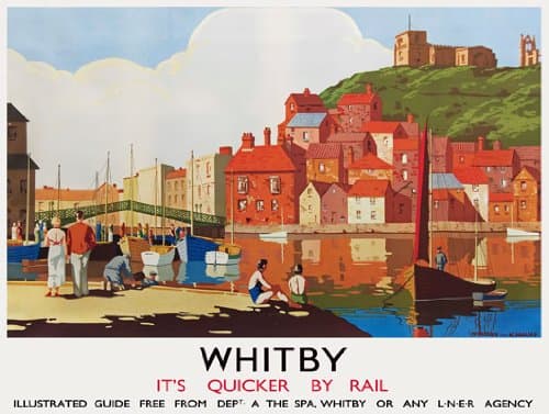 TU2 Vintage Whitby Yorkshire LNER Railway Travel Poster Re-Print - A3 (432 x 305mm) 16.5" x 11.7"
