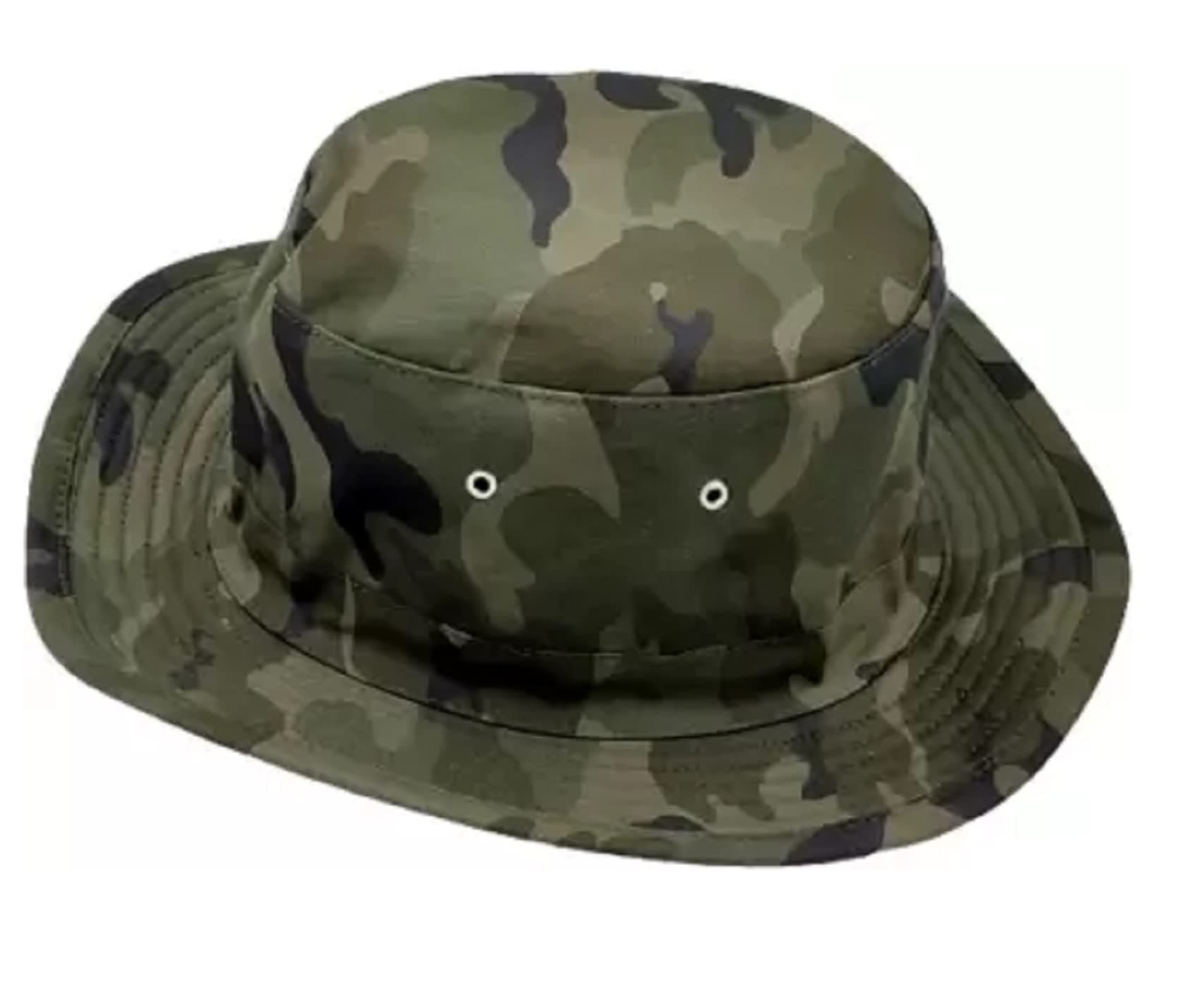 Men's Cricket Umpire Sun Cotton Hat (Pack of 1) (UH-01_Camouflage Green_Free Size)