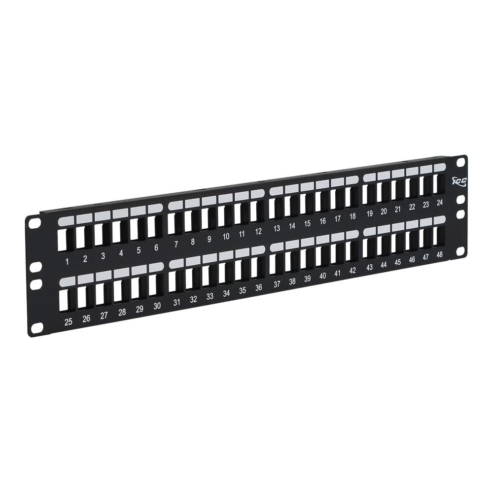 48 Port Blank Keystone 2U Patch Panel with 19” Metal Rackmount Housing for Slim Profile Keystone Jacks (Sold Separately), UL Listed, IC107BP482