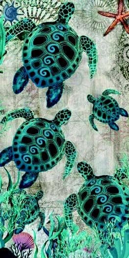 Miracle Home. Sea Turtle 11850 Microfibre Towel 95 x 175 cm 100% Polyester