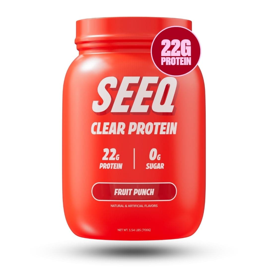 SEEQ Clear Protein Powder - Fruit Punch - 25 Servings - 22g Clear Whey Protein Isolate - Zero Sugar - 0g Lactose - Allergen Friendly - GLP1 Support - Bone Health - Muscle Post Workout Recovery