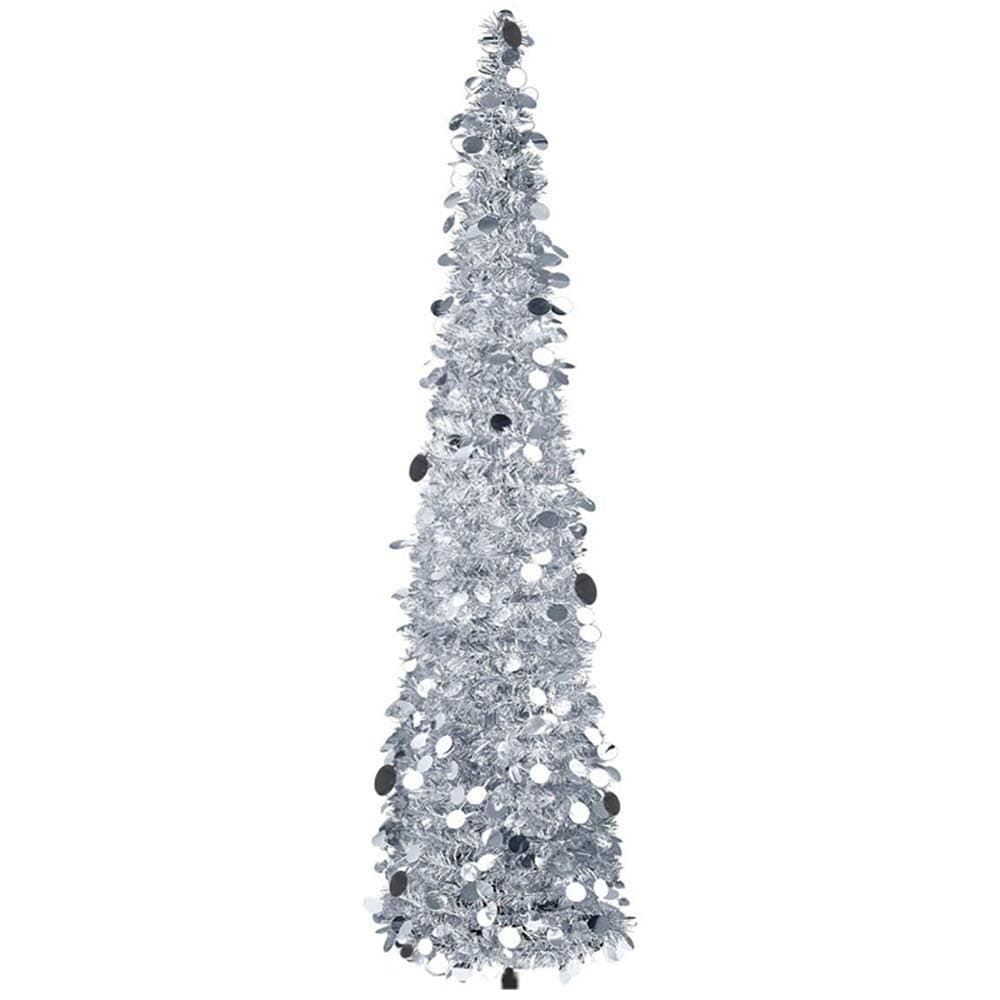 5ft DIY Sequin Christmas Tree Popup Collapsible Tinsel Artificial Christmas Tree w/ Stand Christmas Home Party Decorative Tree Glittering Bling Pop Up Xmas Decoration Tree New Year Wedding Decor