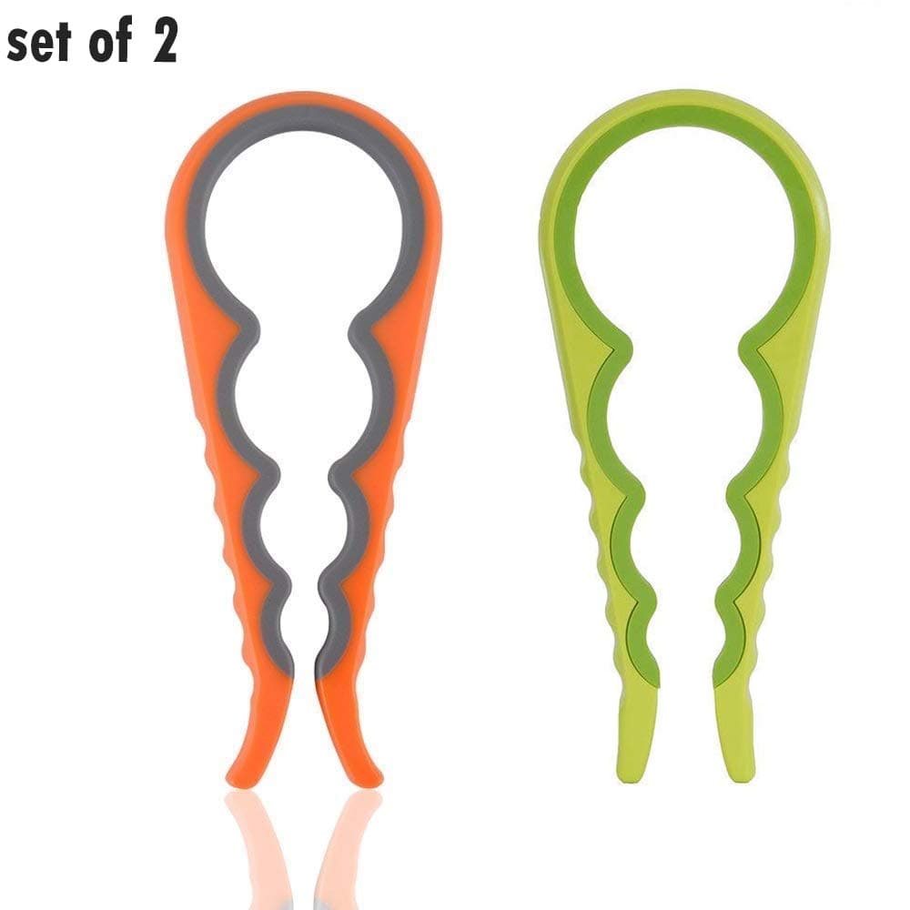 Buyerzone 4 in 1 Multi Purpose Multi Size Easy Grip Jar & Bottle Opener Wrench (2) (Assorted Color)