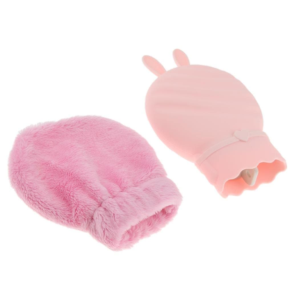 Ali Shipping Portable Silicone Hot Water Bag Warm Heat Water Bottle with a Plush Sleeve Pink