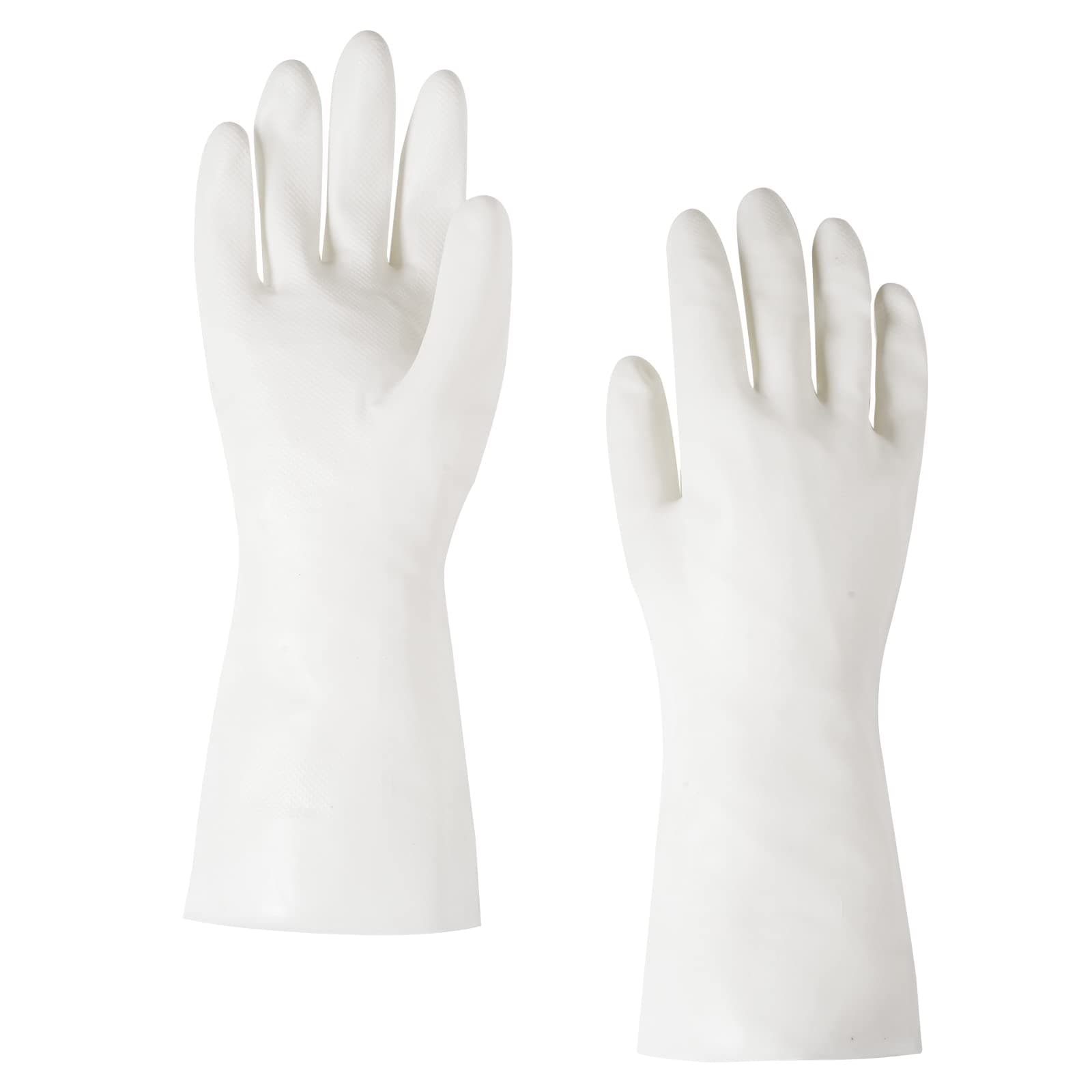 LEONX Reusable Household Gloves, Nitrile Resistant Dishwashing Gloves, Oil Protection, Non-Slip, Kitchen Cleaning, Working, Painting, Gardening, Pet Care (6P, SIZE M, WH)