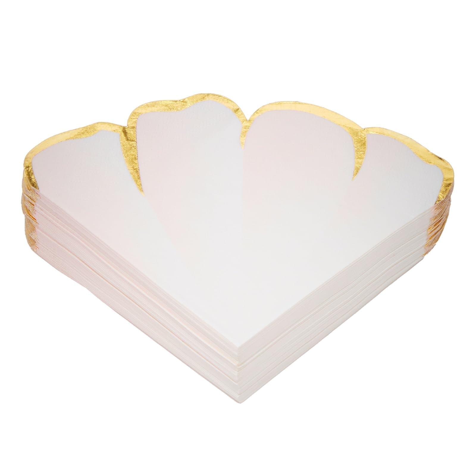 BLUE PANDA Wedding Floral Paper Napkins Pink & Gold - 50 Count, 6.25 x 6 in, 3-Ply Scalloped Edges - Disposable Party, Paper Dinner, Baby Shower & Passover Napkins - Absorbent & Tear-Resistant