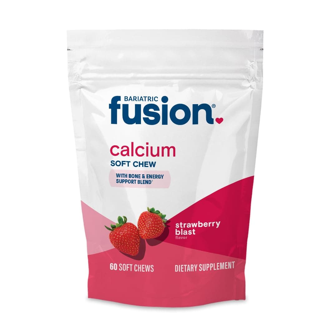 Bariatric Fusion Calcium Citrate & Energy Soft Chew Bariatric Vitamin | Strawberry Flavored | Sugar Free | Bariatric Surgery Patients Including Gastric Bypass and Sleeve Gastrectomy | 60 Count
