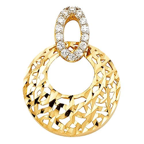 Ioka - 14K Yellow Gold Cubic Zirconia CZ Charm Small Pendant For Necklace or Chain