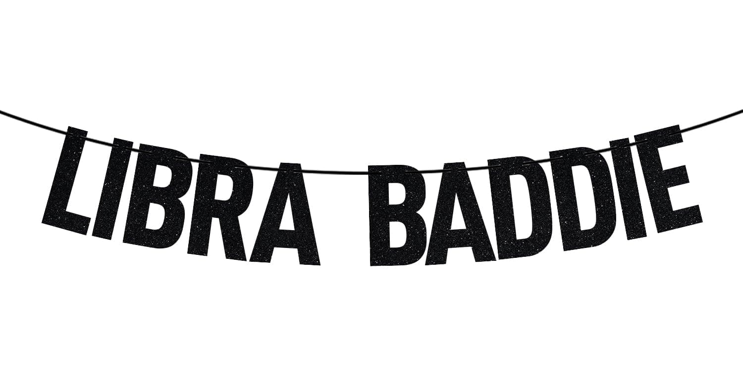 Black Glitter Libra Baddie Banner, Sept./Oct. Birthday Party Décor, 12 Constellation Zodiac Libra, Horoscope, Astrology Birthday Party Decorations Supplies