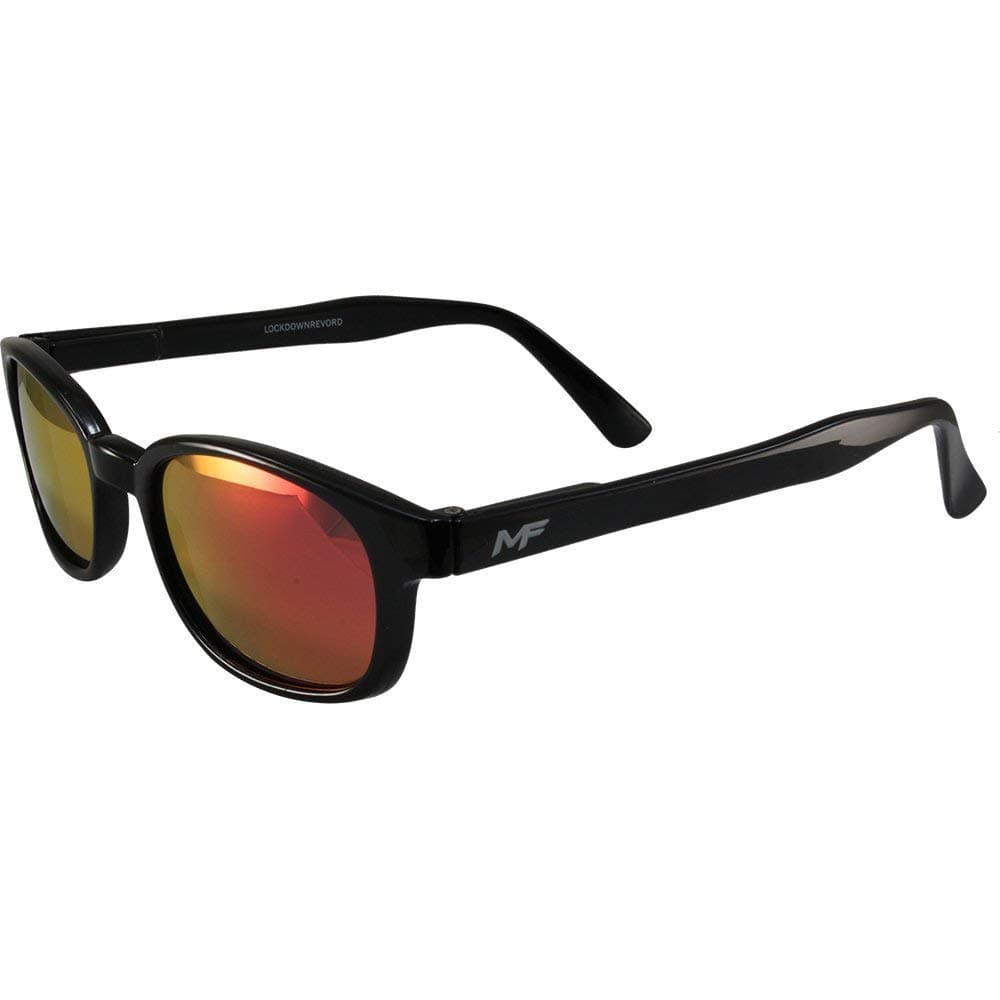 MotoFrames MF Lockdown Motorcycle Riding Sunglasses Black Frames RED G-Tech Reflective Lens with Pouch KD