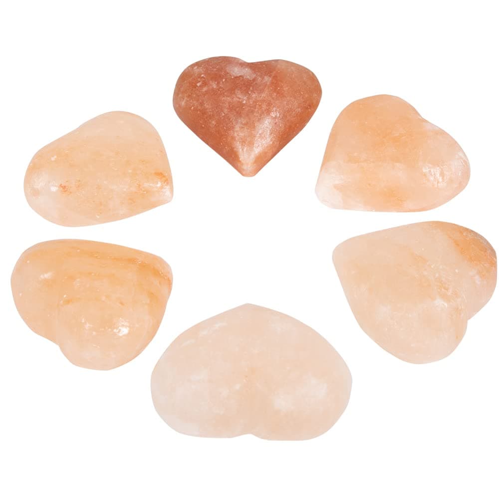 Heart Massage Stone Pink Crystal Hand Carved Stone for Massage Therapy, Deodorant and Salt and Sugar Scrubs, 2.75" W x 3" H x 1.5" D (Pack of 6)