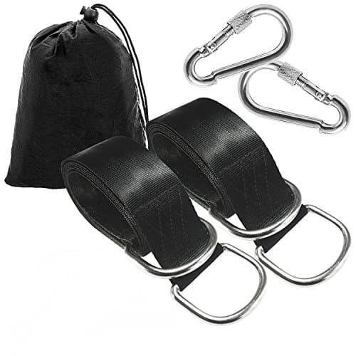 Tree Swing Strap, Hammock Hanging Kit Outdoor for Kids and Adults with Two 5 Feet Extra Long Heavy Duty Straps which Holds Up to 1100 lbs Each, 2 Strong Carabiner Hooks, Black