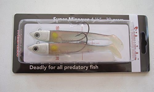 2 X 4.5" 30g SIDEWINDER WEEDLES SUPER MINNOWS (GREEN / YELLOW SPOT)
