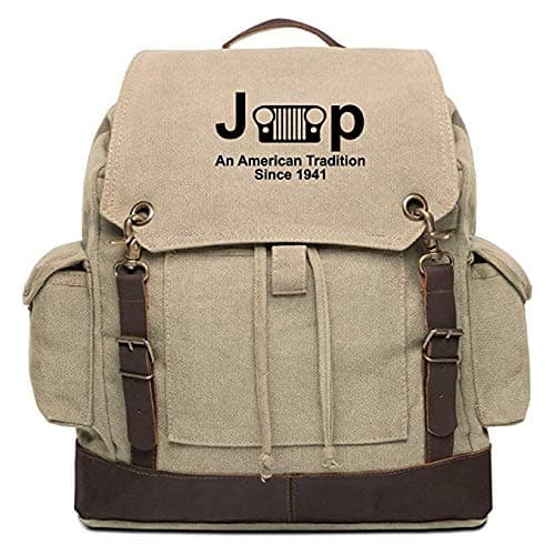 An American Tradition Rucksack Backpack Bag Leather Straps Khaki & Black