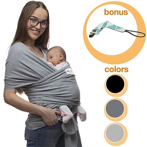 Baby Carrier Sling for Newborn – One Size ergo Toddler Wrap Carriers - Babies boy and girl Holder Slings up to 35 Lbs - Infant Carrier Cover- Baby shower gift - Pacifier Holder included - Classic Gray