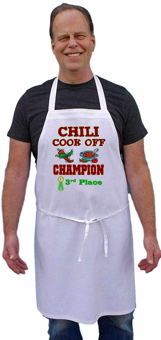 Third Place Chili Cook Off Champion White Bib Aprons