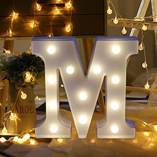 LED Marquee Letter Lights, Jiayit Alphabet LED Letter Lights Light Up White Plastic Letters Standing Hanging, Perfect…