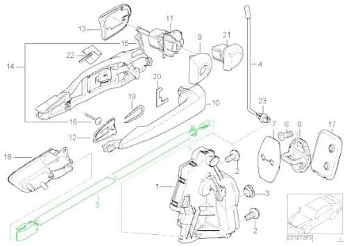 BMW e46 COUPE Door Cable Inside Handle Front L/R OEM grip to lock wire lh rh