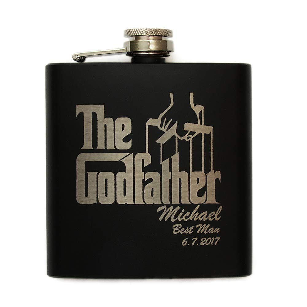 The Godfather Movie Personalized Wedding Flask Officially Licensed Collectible Premium Etched By Movies On Glass 8 Ounces